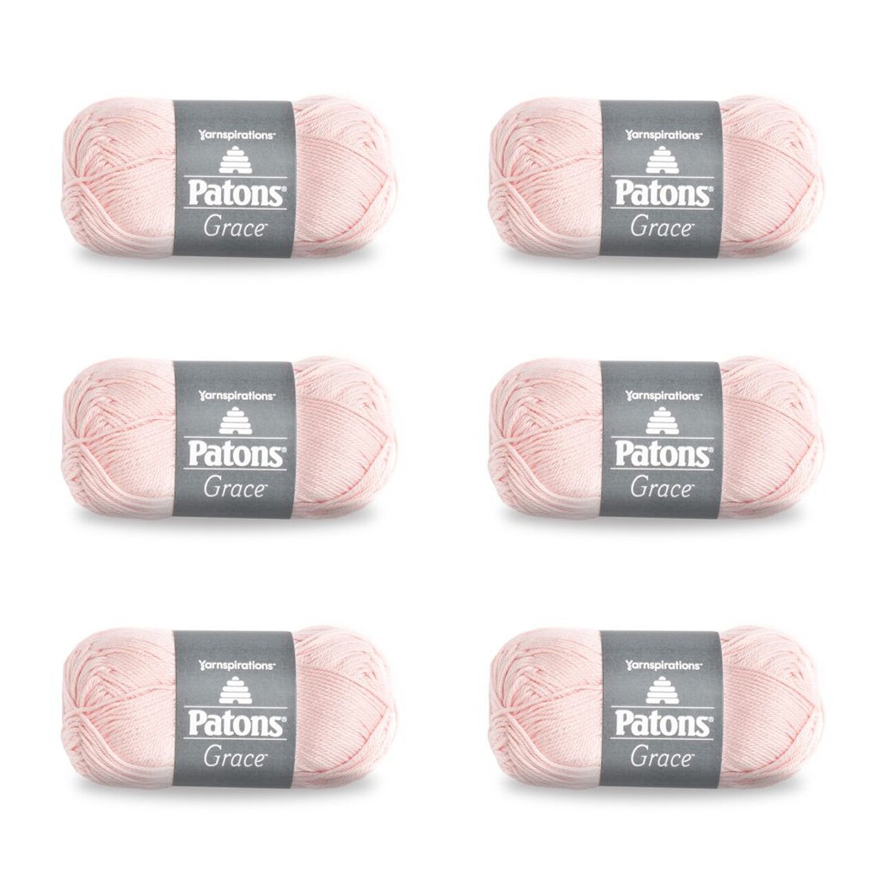 Patons Grace Blush Yarn - 6 Pack of 1.75oz/50g - Cotton - 3 DK - 136 Yards - Knitting/Crochet
